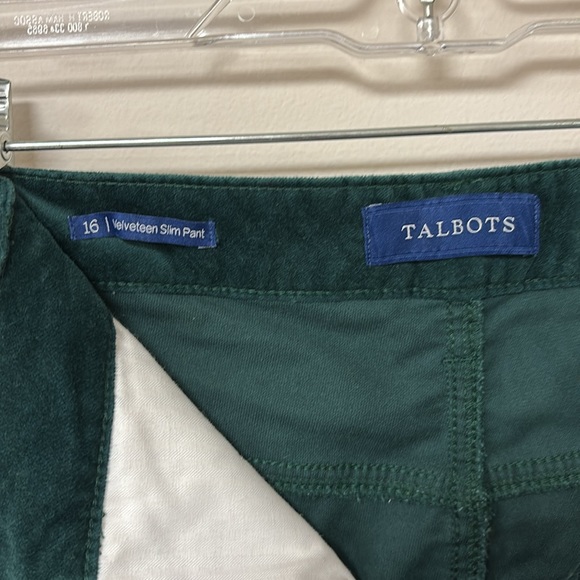 Talbots Green Velveteen Slim Pants - Picture 4 of 8